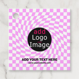 Modern Professional Custom Brand Chequered Pink  Favour Tags