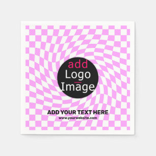 Modern Professional Custom Brand Chequered Pink Napkin