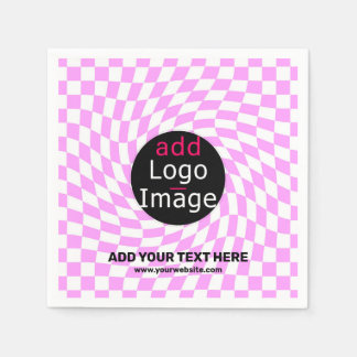 Modern Professional Custom Brand Chequered Pink   Napkin