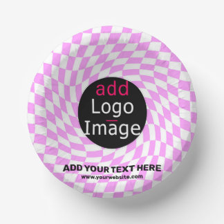 Modern Professional Custom Brand Chequered Pink   Paper Plate