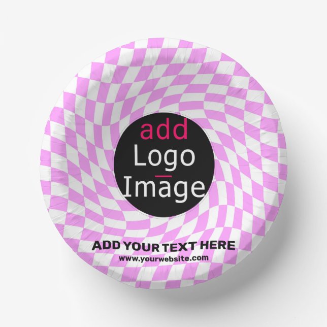 Modern Professional Custom Brand Chequered Pink   Paper Plate (Front)