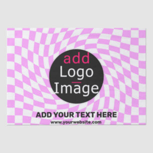 Modern Professional Custom Brand Chequered Pink  Tissue Paper