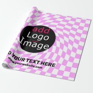 Modern Professional Custom Brand Chequered Pink Wrapping Paper