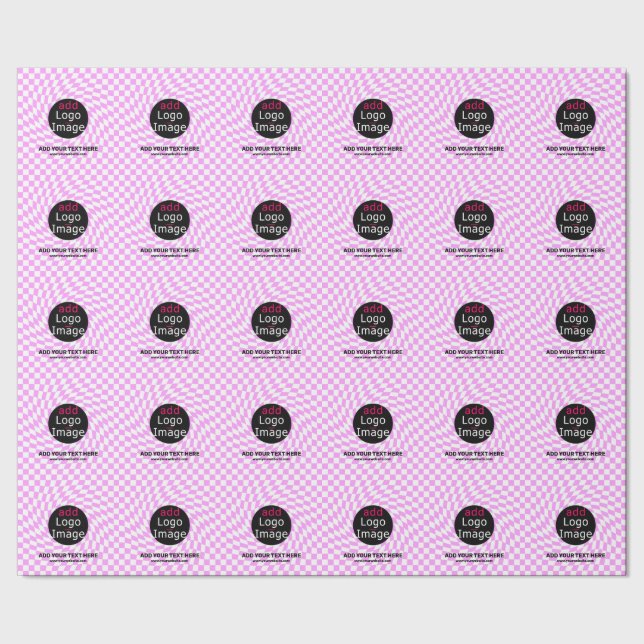 Modern Professional Custom Brand Chequered Pink  Wrapping Paper (Seam)