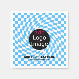 Modern Professional Custom Business Chequered Blue Napkin
