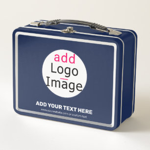 Modern Professional Custom Business Chic Blue Metal Lunch Box