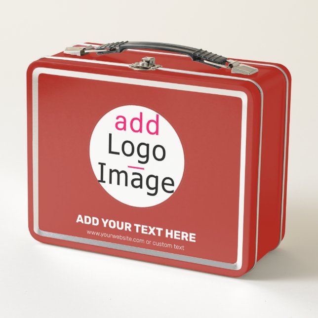 Modern Professional Custom Business Chic Red Metal Lunch Box (Front)