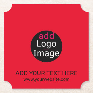 Modern Professional Custom Business Chic Red Paper Coaster