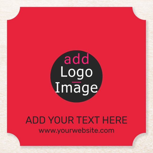 Modern Professional Custom Business Chic Red Paper Coaster (Front)