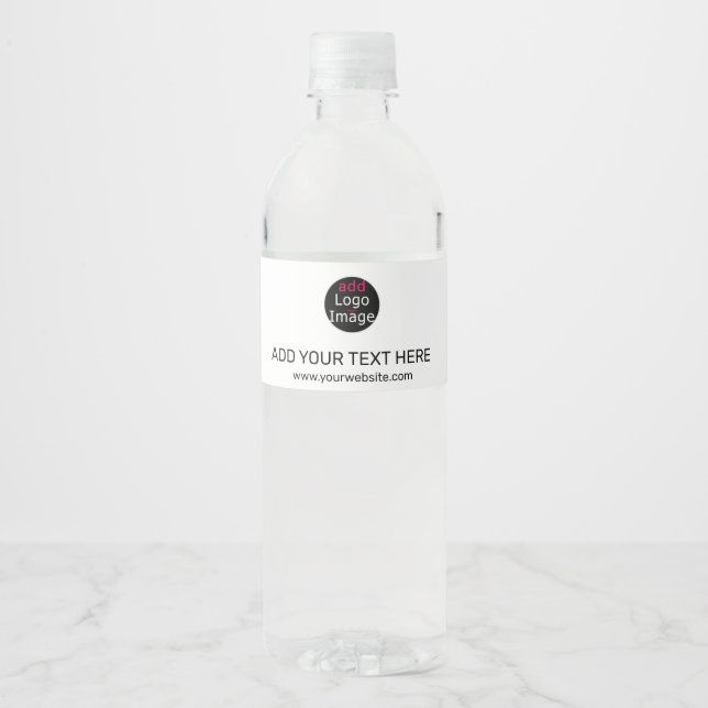 Modern Professional Custom Business Chic White  Water Bottle Label (Front)
