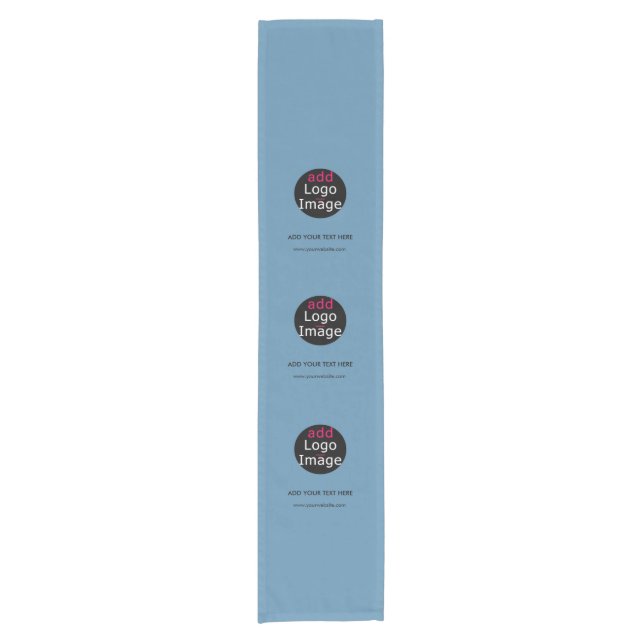 Modern Professional Custom Business Dusty Blue Short Table Runner (Front)