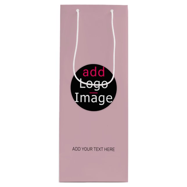 Modern Professional Custom Business Dusty Pink Wine Gift Bag (Front)