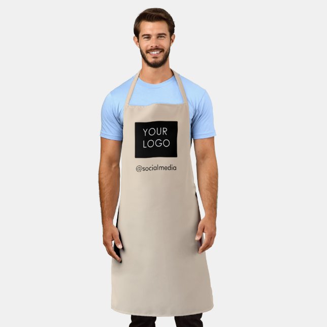 Modern Professional Custom Business Logo Beige Apron (Worn)