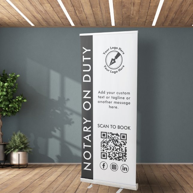 Modern Professional Custom Notary Logo QR Event Retractable Banner (Creator Uploaded)