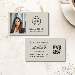 Modern Professional Custom Photo Logo QR Business Card