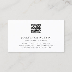 Modern Professional Custom Your Text QR Code Business Card