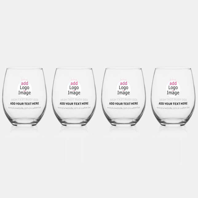 Modern Professional Customisable Business Chic  Stemless Wine Glass (Front)
