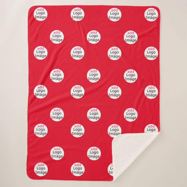 Modern Professional Customisable Business Red Sherpa Blanket (Front)