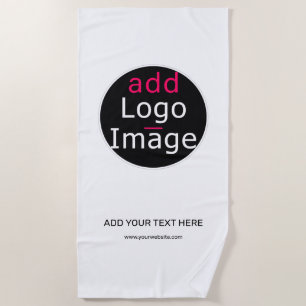 Modern Professional Customisable Business White  Beach Towel