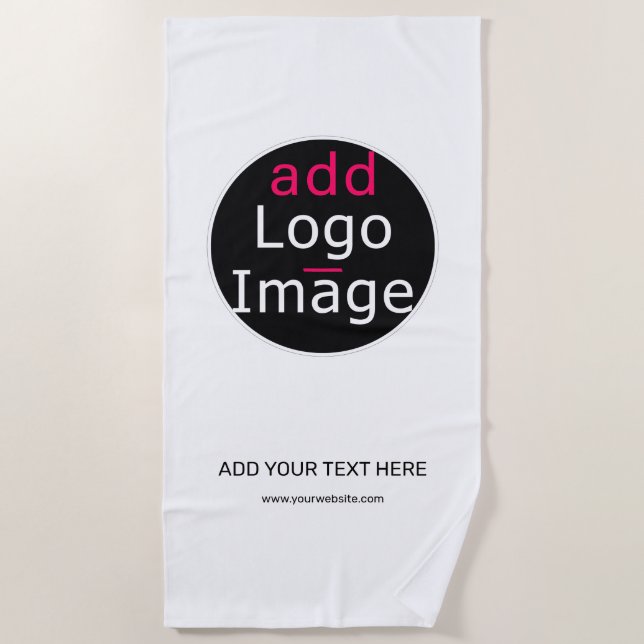Modern Professional Customisable Business White  Beach Towel (Front)