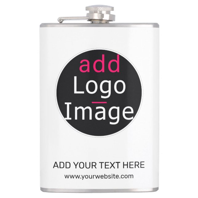 Modern Professional Customisable Business White  Hip Flask (Front)