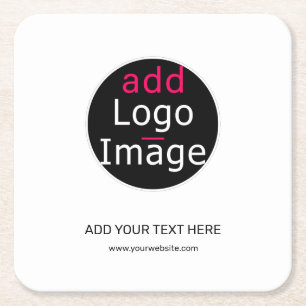 Modern Professional Customisable Business White  Square Paper Coaster