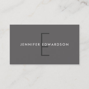 Modern professional dark grey monogrammed business card