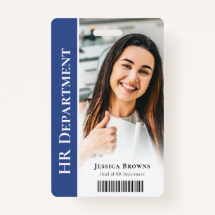 Modern Professional Deep Blue Employee Photo ID Badge