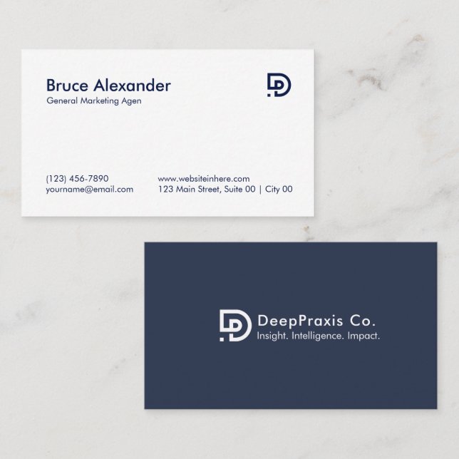 Modern Professional DeepPraxis Co Clean Sleek  Business Card (Front/Back)