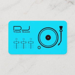 Modern professional DJ player black line teal Business Card