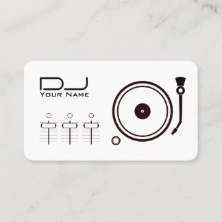 Modern professional DJ player black line white Business Card