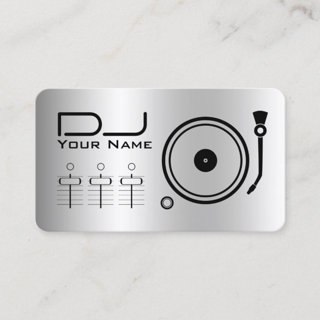 Modern professional DJ player metallic  Business Card (Front)