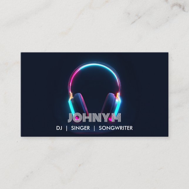 Modern Professional DJ Songwriter Music Headphones Business Card (Front)