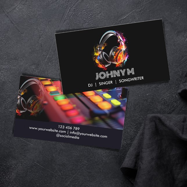 Modern Professional DJ Songwriter Music Headphones Business Card (Creator Uploaded)