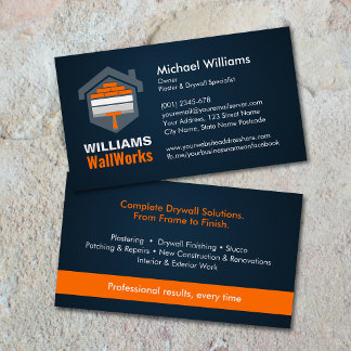 Modern Professional Drywall Plastering Services Business Card