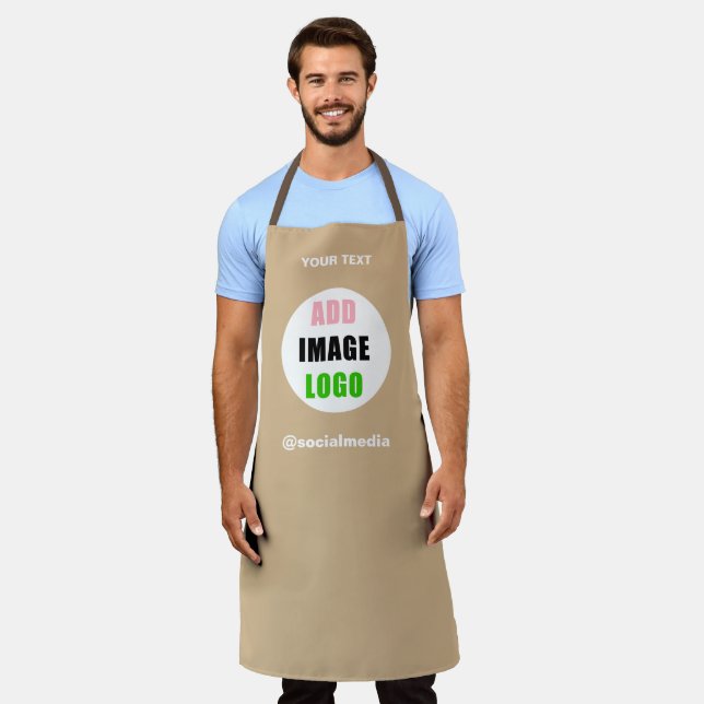 Modern Professional Editable Business Logo Tan Apron (Worn)