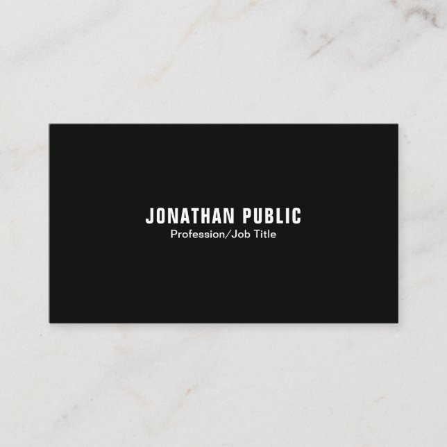 Modern Professional Elegant Black White Simple Business Card (Front)