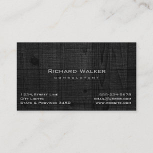 Modern Professional elegant Black Wood Simple Business Card