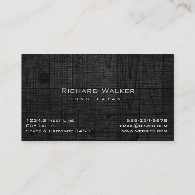 Modern Professional elegant Black Wood Simple Business Card (Front)