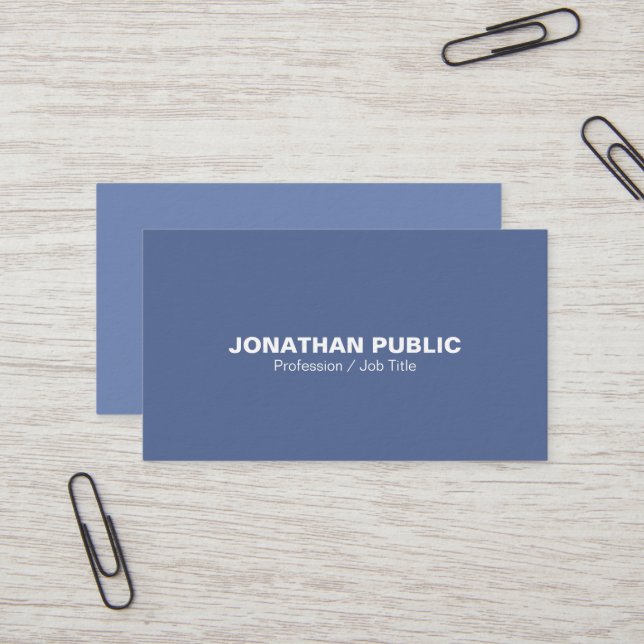 Modern Professional Elegant Blue Ultra Thick Luxe Business Card (Front/Back In Situ)