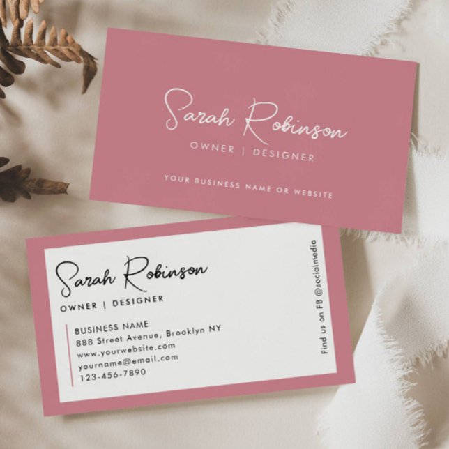 Modern Professional Elegant Blush Pink Script Name Business Card (Creator Uploaded)
