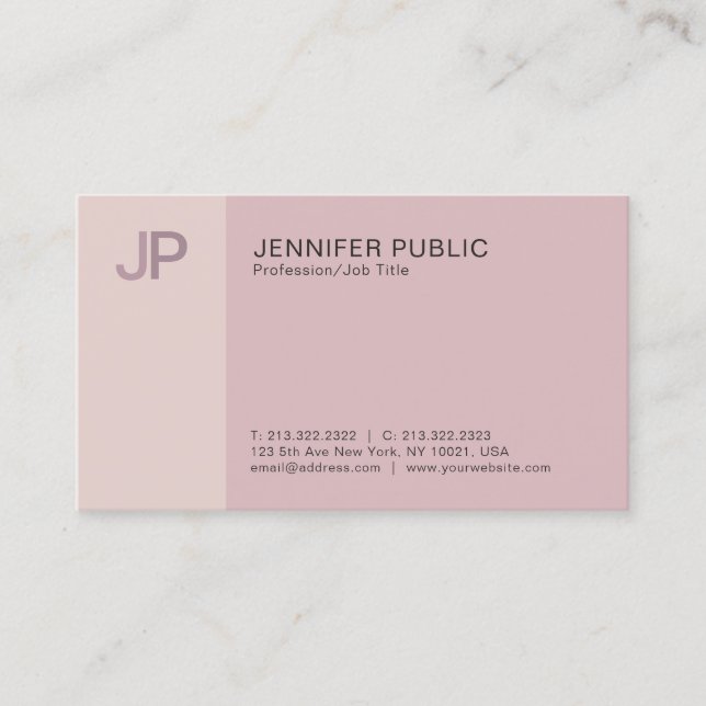 Modern Professional Elegant Colours Monogram Plain Business Card (Front)