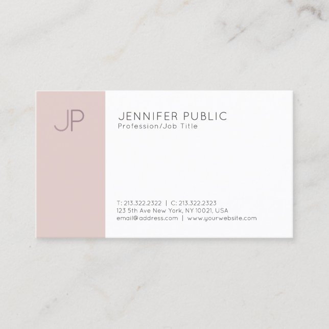 Modern Professional Elegant Colours Monogram Plain Business Card (Front)