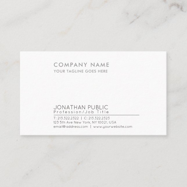Modern Professional Elegant Corporate Chic Plain Business Card (Front)