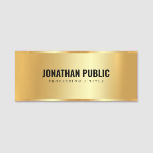 Modern Professional Elegant Custom Template Gold Name Tag