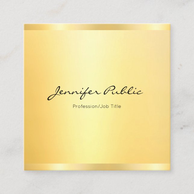Modern Professional Elegant Faux Gold Minimalist Square Business Card (Front)