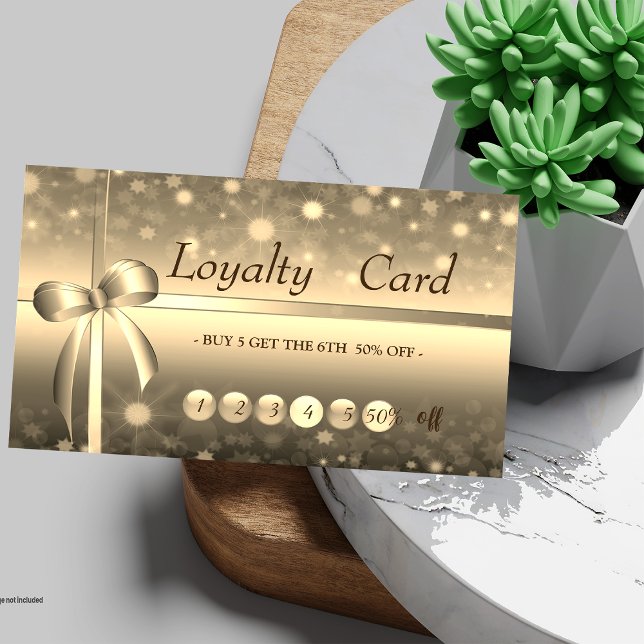 Modern Professional Elegant Gold Bow Loyalty Card (Creator Uploaded)