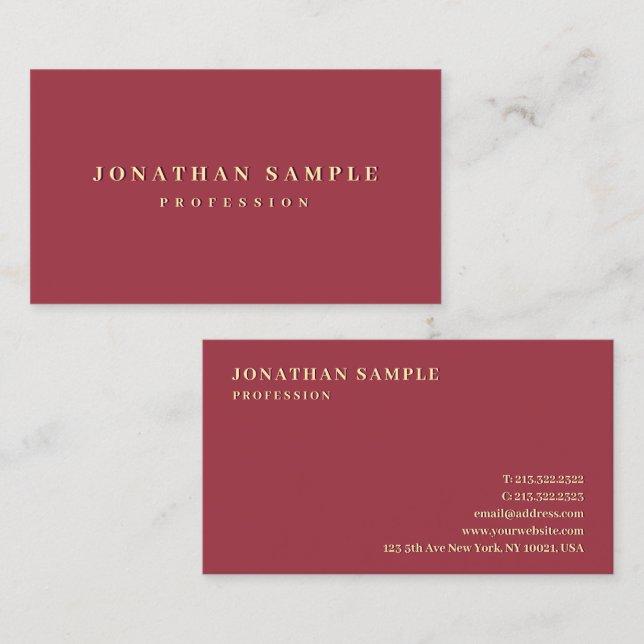Modern Professional Elegant Gold Colour Text Luxur Business Card (Front/Back)