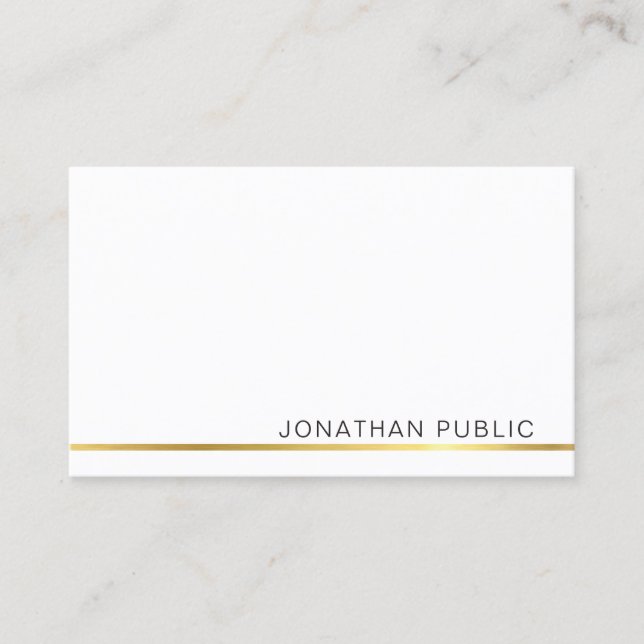 Modern Professional Elegant Gold Line Template Business Card (Front)