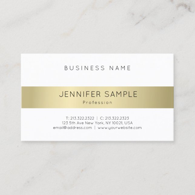 Modern Professional Elegant Gold Look Simple Plain Business Card (Front)